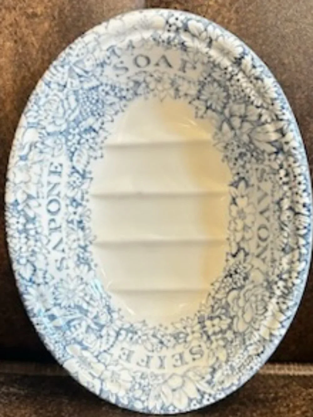Vintage Blue and White Transferware Ceramic Soap Dish